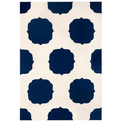 Kilombo Home 21st Century Hand Tufted Wool Rug Made in Spain White and Blue