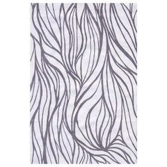 Modern Handtufted Wool Rug Made in Spain Brown and White Abstract Plants