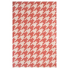 Alfombra moderna de lana y seda tejida a mano Alfombra made in Spain Rojo Blanco Pata de gallo