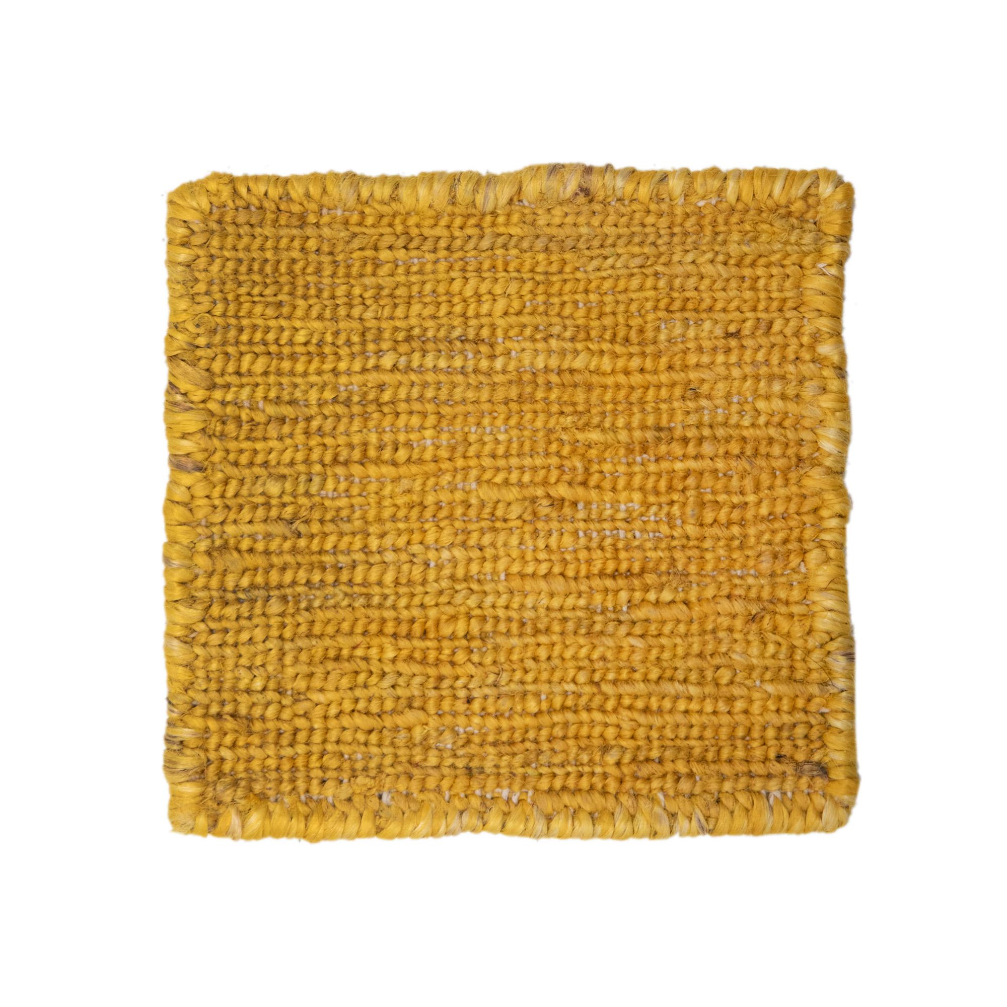 Indian Modern Hand Braided Jute Carpet Rug Mustard For Sale
