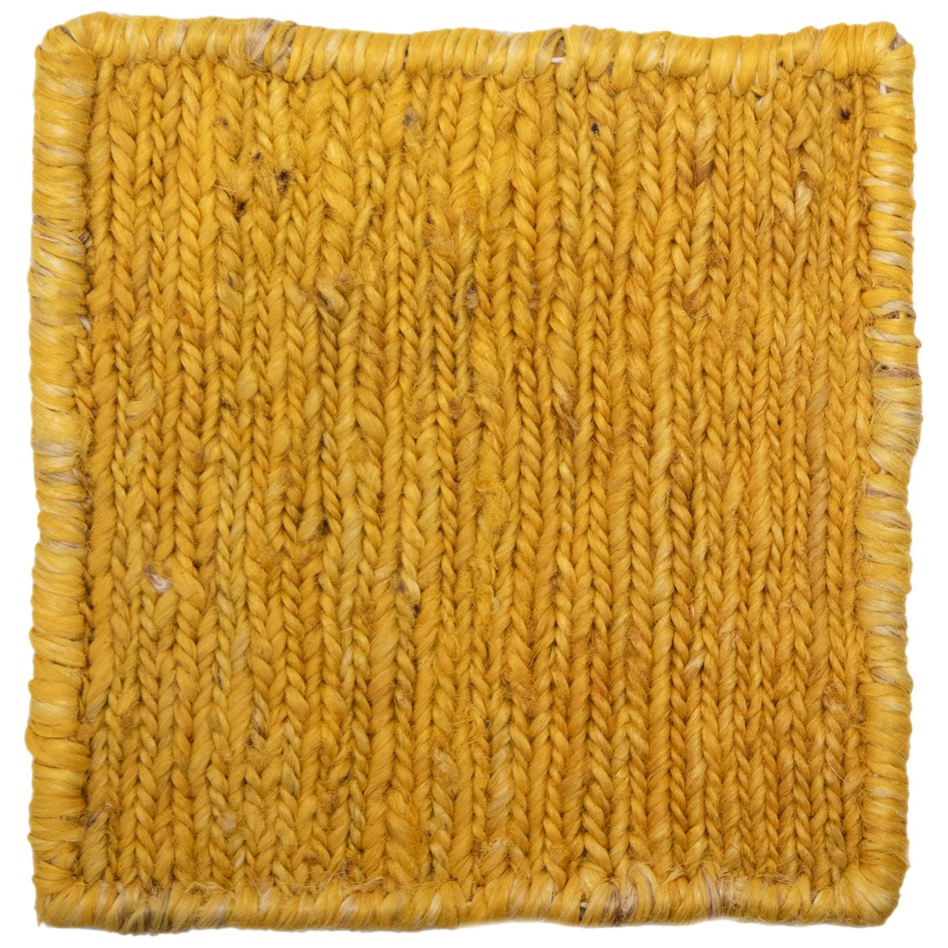 Modern Hand Braided Jute Carpet Rug Mustard For Sale