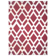 Kilombo Home 21st Century Handwoven Flat-Weave Wool Kilim Red Coral