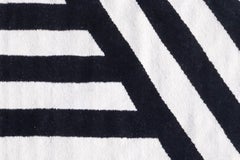 Modern Handwoven Flat-Weave Wool Kilim Rug Black and White Zebra Geometric