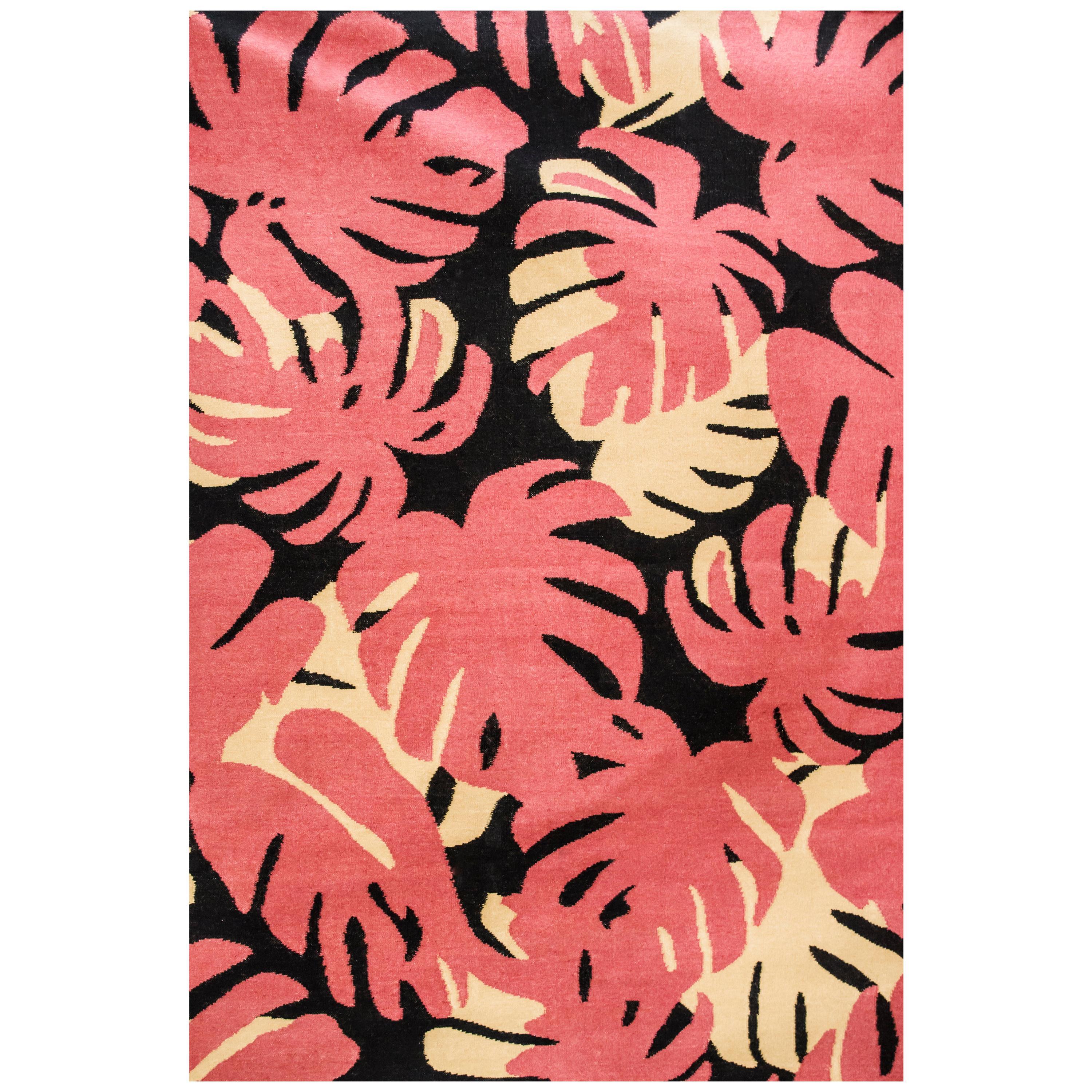 Kilombo Home 21st Century Handwoven Flat Weave Wool Kilim Rug Pink sterling-home-debut