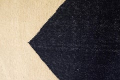 Modern Handwoven Flat-Weave Wool Kilim Rug Black White Gold Geometric