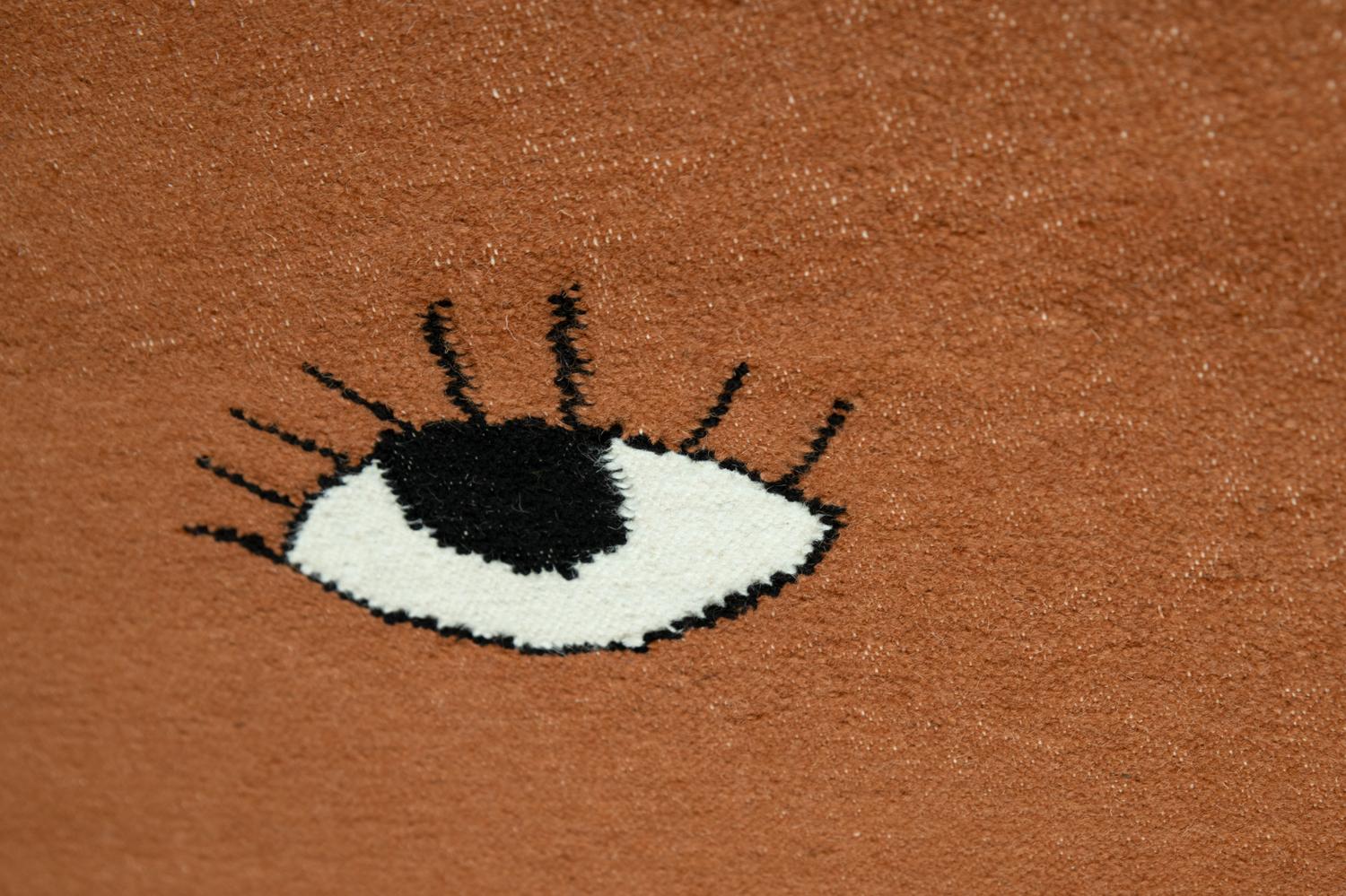 Tapis Kilim moderne en laine tissé à la main et à plat - Orange Eyes en vente 5