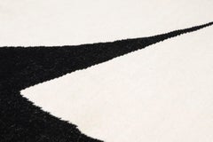 Modern Handwoven Flat-Weave Wool Kilim Rug in Black and White Abstract Rhino