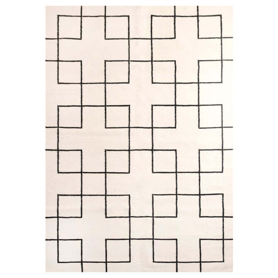 Square Modern Rug Rug and Kilim's Mid-Century Modern Rug in White and Black Square Rug ...
