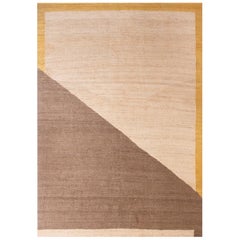 Handwoven Flatweave Contemporary Jute Carpet Rug in Natural Brown Mustard