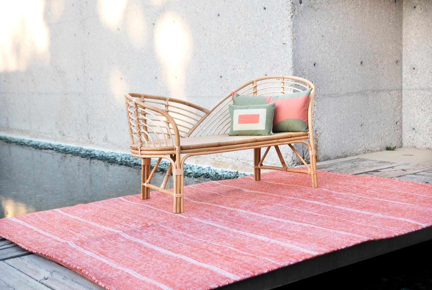 Modern Handwoven Polypropylene Outdoor Rug Carpet Bambu Orange For Sale 8