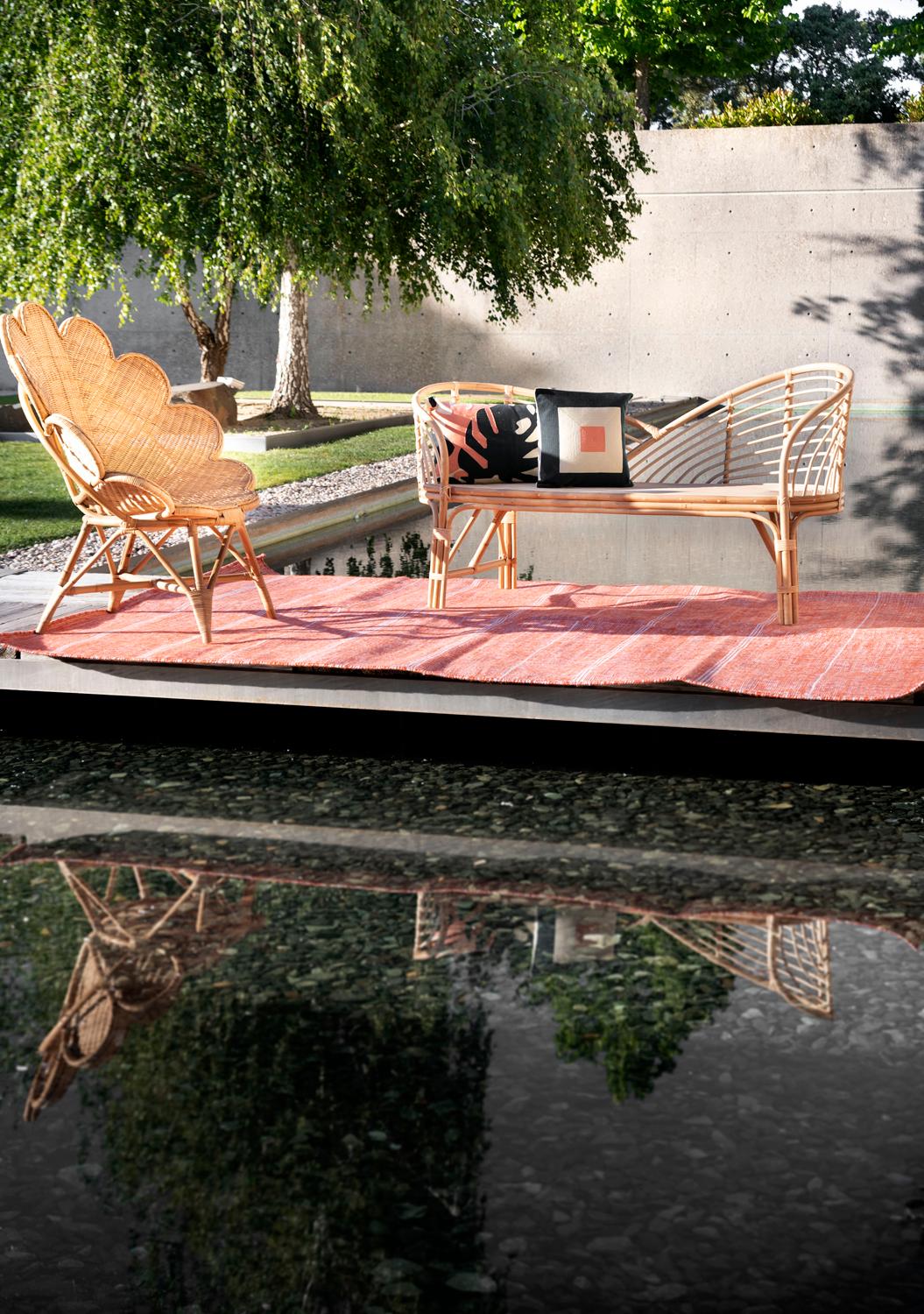 Acrylic Modern Handwoven Polypropylene Outdoor Rug Carpet Bambu Orange