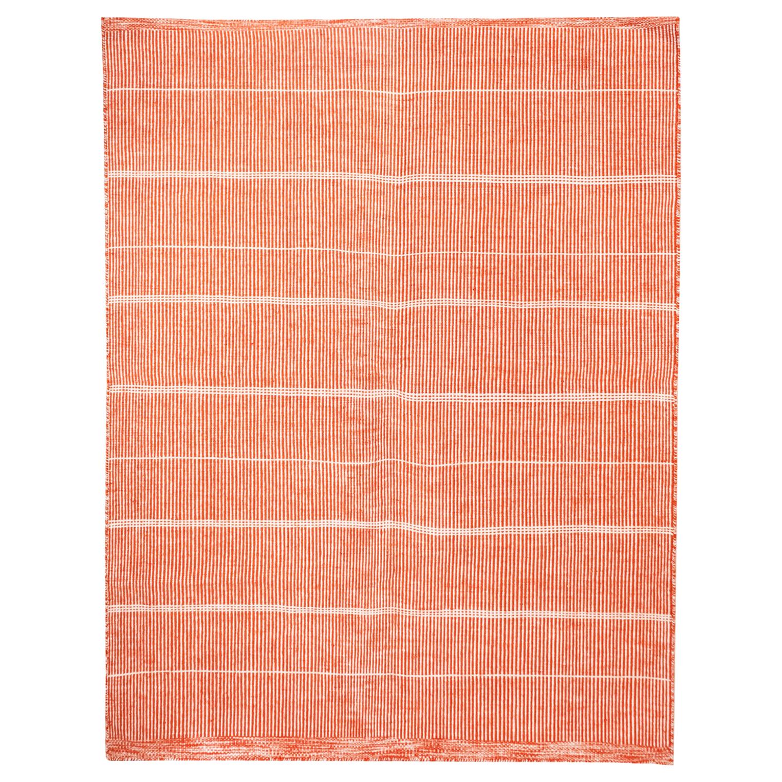 Modern Handwoven Polypropylene Outdoor Rug Carpet Bambu Orange For Sale