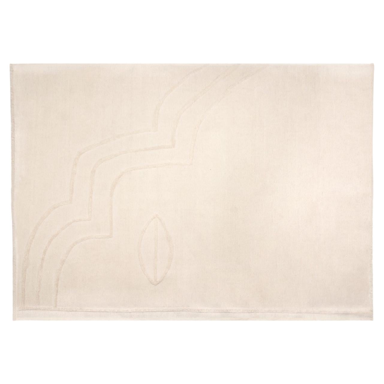 Modern Flat-Weave 
High Pile Handwoven Wool Kilim Rug Bitcoin Face Ivory For Sale