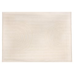 Modern Flat-Weave & High Pile Handwoven Wool Kilim Rug Carpet Clouds Ivory