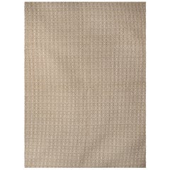 Tapis moderne Dhurrie en laine tissée à la main beige et blanc à motif de hibou