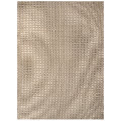 Modern Handwoven Wool  Dhurrie Rug in Beige and White Hive Small Pattern Plain