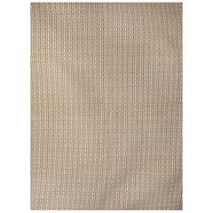 Moderne handgewebte Wolle Dhurrie-Teppich in Beige und Weiß mit Hive-Muster, schlicht