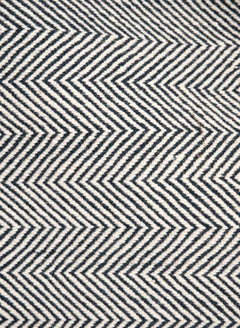 Modern Handwoven Wool Rug Paddle Dhurrie in Dark Blue and White Spike Plain