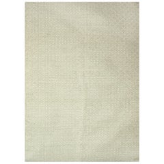 Modern Handwoven Wool Rug Dhurrie in Green and White Diamond Small Pattern Plain