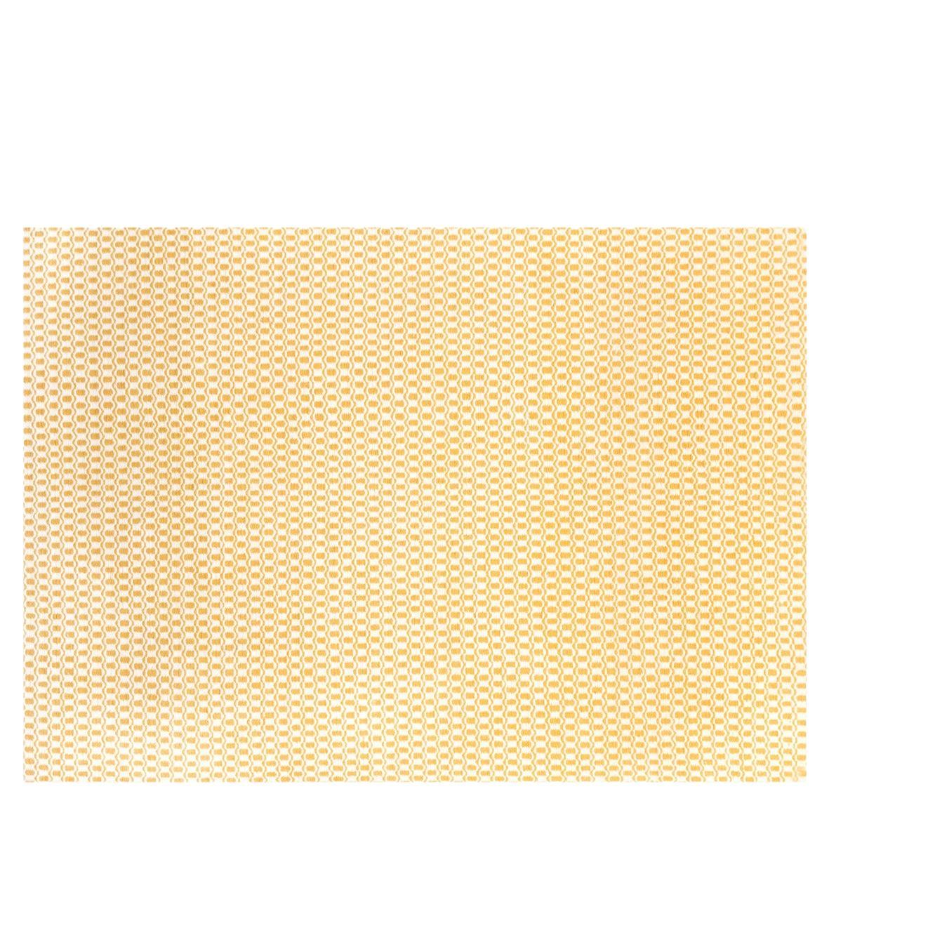 Modern Handwoven Wool Rug Carpet in Light Yellow and Ivory Honeycomb