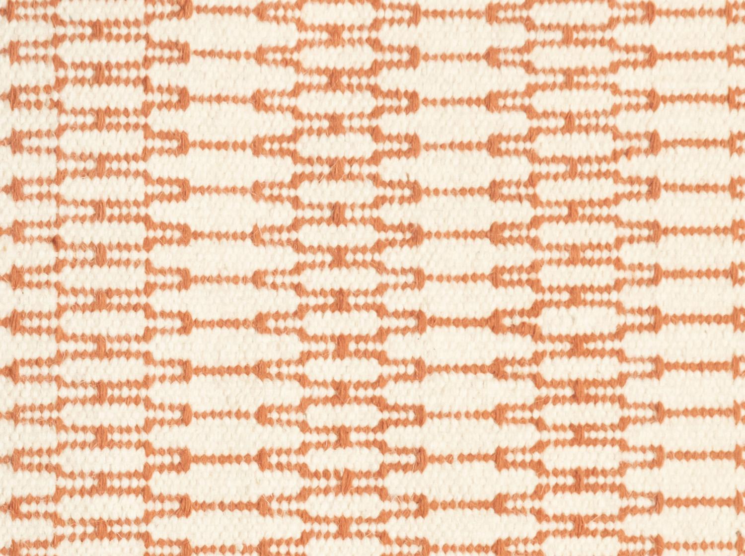 Indian Modern Handwoven Wool Rug Dhurrie in Terracotta & Ivory Geometric Small Pattern For Sale