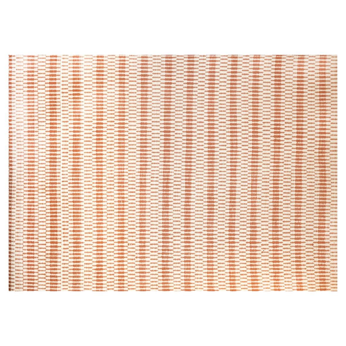 Modern Handwoven Wool Rug Dhurrie in Terracotta & Ivory Geometric Small Pattern For Sale