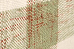 Modern Handwoven Wool Rug Carpet Tartan Green, Terracotta & Ivory