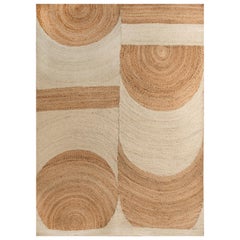 Modern Handweaved Jute Carpet Rug in Natural Brown Ivory Pac Man
