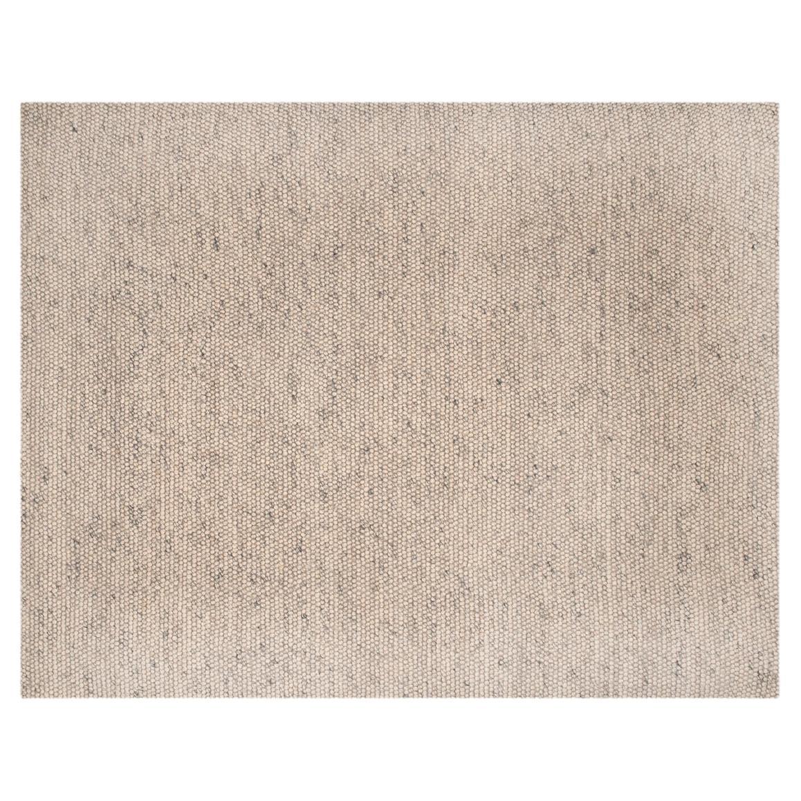 Modern Handwoven Wool Thick Rug Carpet Bubbles Ivory & Grey Mottled Plain For Sale