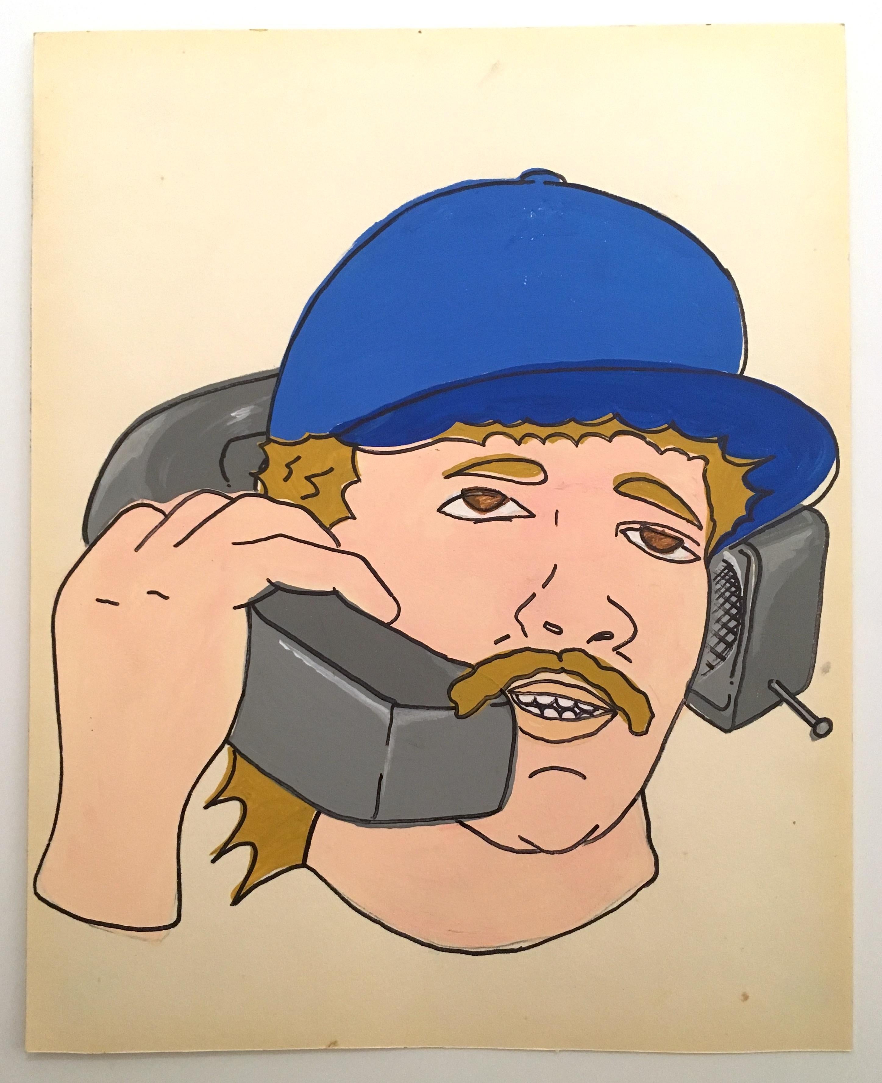 Kilroy Savage Figurative Art - Mustache Phone