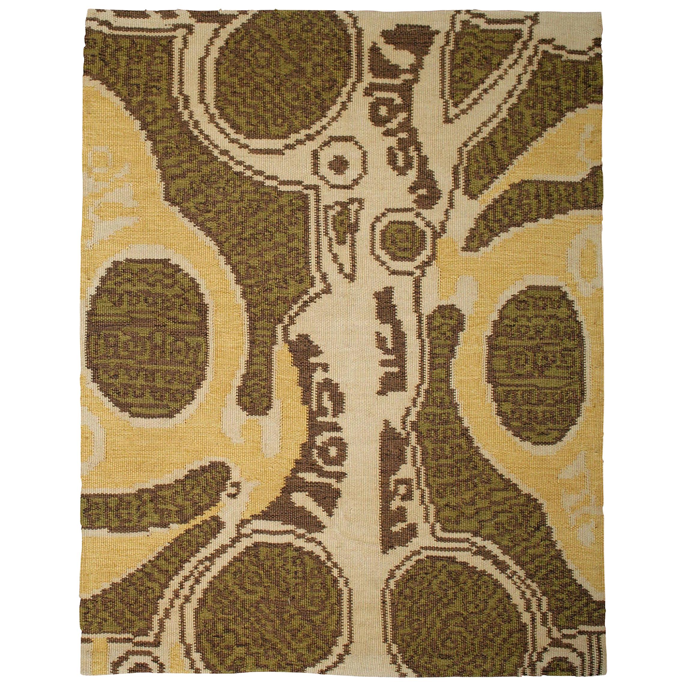 Kim Alexandriuk Tattoo Relief Hand Knotted Wool Rug for Doris Leslie Blau For Sale