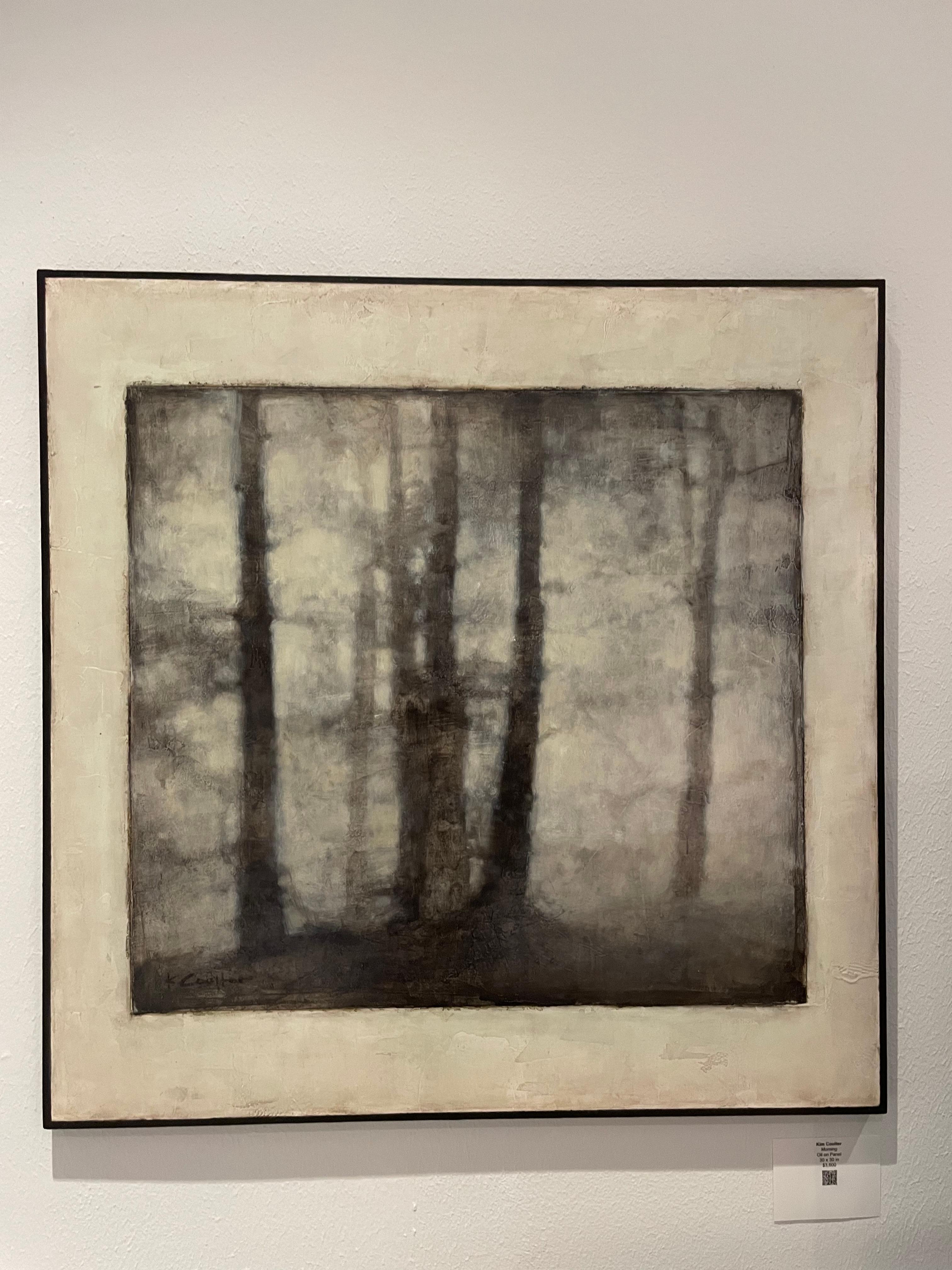 Dieses abstrakte Landschaftsbild von Kim Coulter besteht aus Ölfarbe auf Paneel und ist 30 x 30 Zoll groß. Es kostet 3.600 $ und ist in der linken unteren Ecke der Landschaftsszene signiert.

Coulters ausgefeilte Technik fängt das Wesen und die