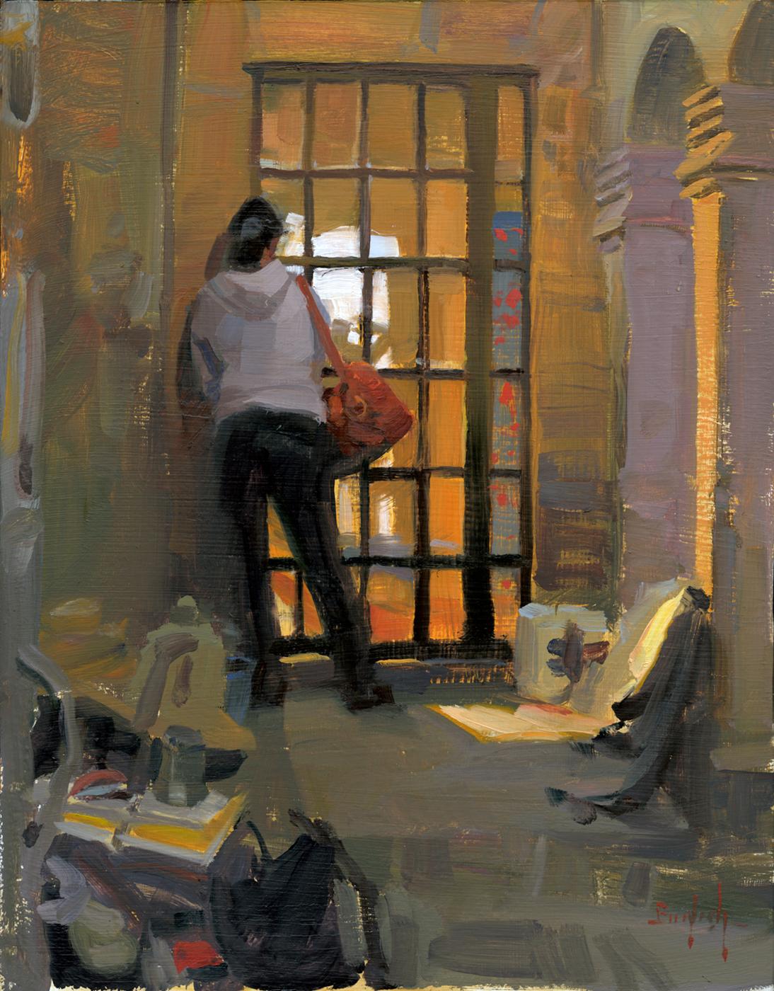 Kim English Interior Painting - "Anybody Home", Oil Painting
