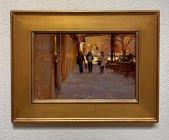 "Downtown Denver" - Impressionist Autumn Cityscape Scene, Oil Painting on Board