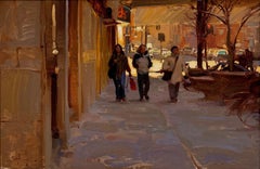 "Downtown Denver" - Impressionist Autumn Cityscape Scene, Oil Painting on Board