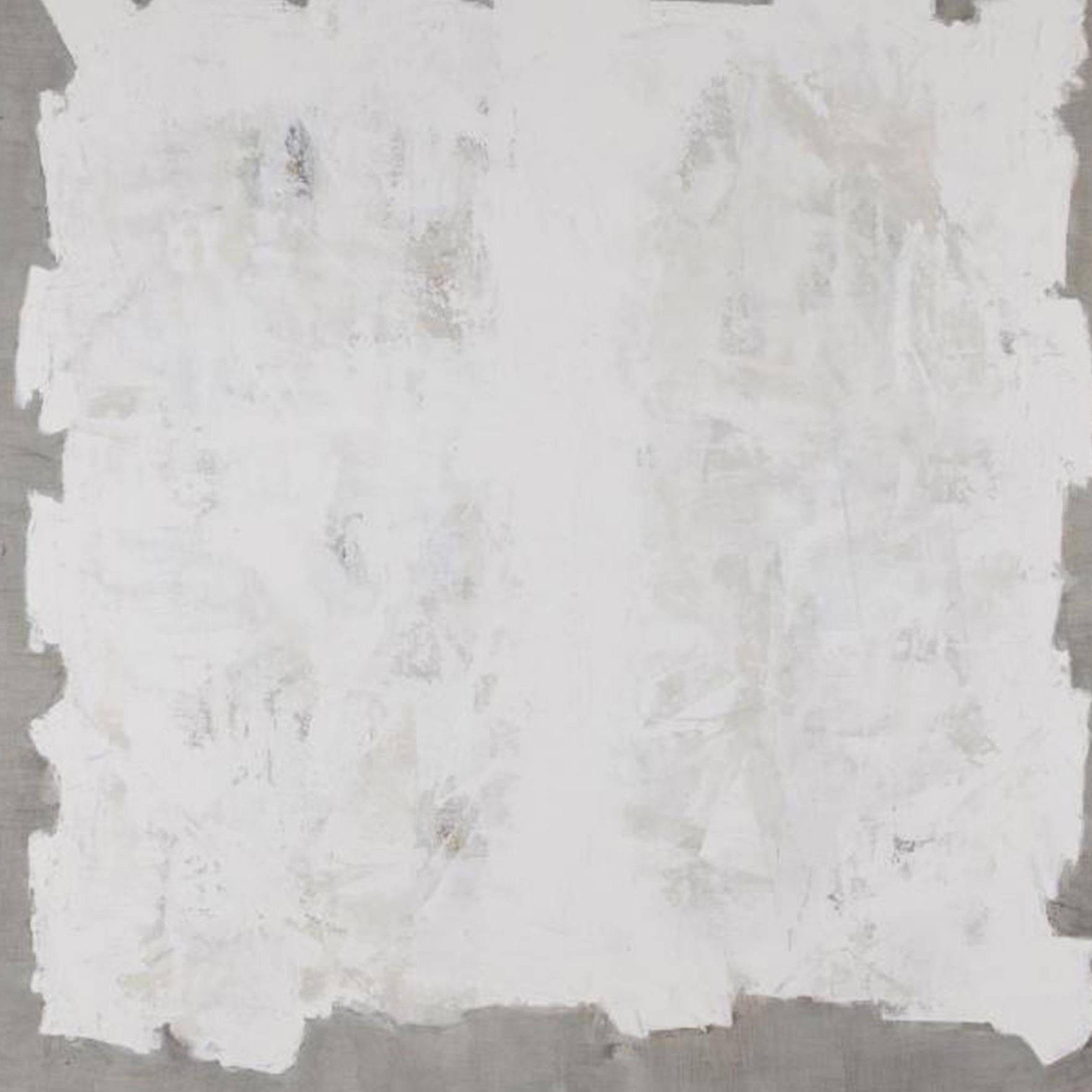 Blanc IV - Gray Abstract Painting by Kim Fonder