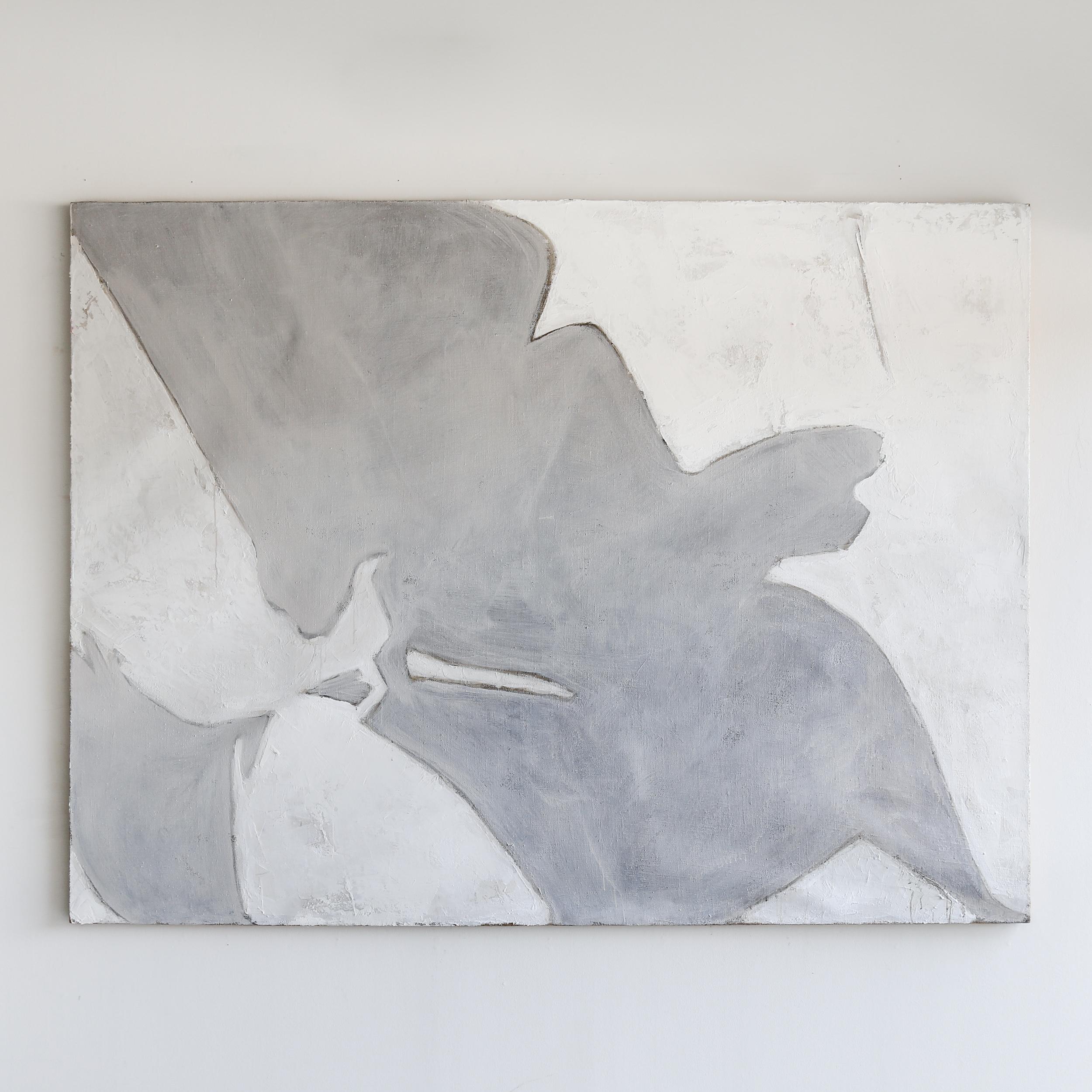 Etnografica Collage Bianco Perla Su Tela - Abstrait Mixed Media Art par Kim Fonder