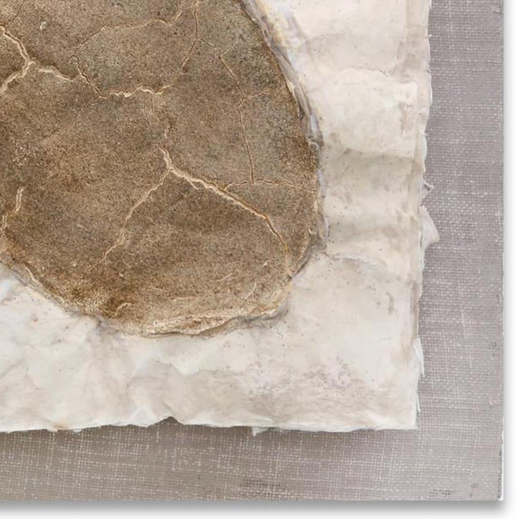 INIZIO AVORIO I by Kim Fonder is a mixed media on handmade paper, pigment, mica, on burlap over panel measures 24.00 X 24.00 in and is priced at $800.

Kim Fonder loves texture and touch. Her paintings and furniture reflect her infatuation with
