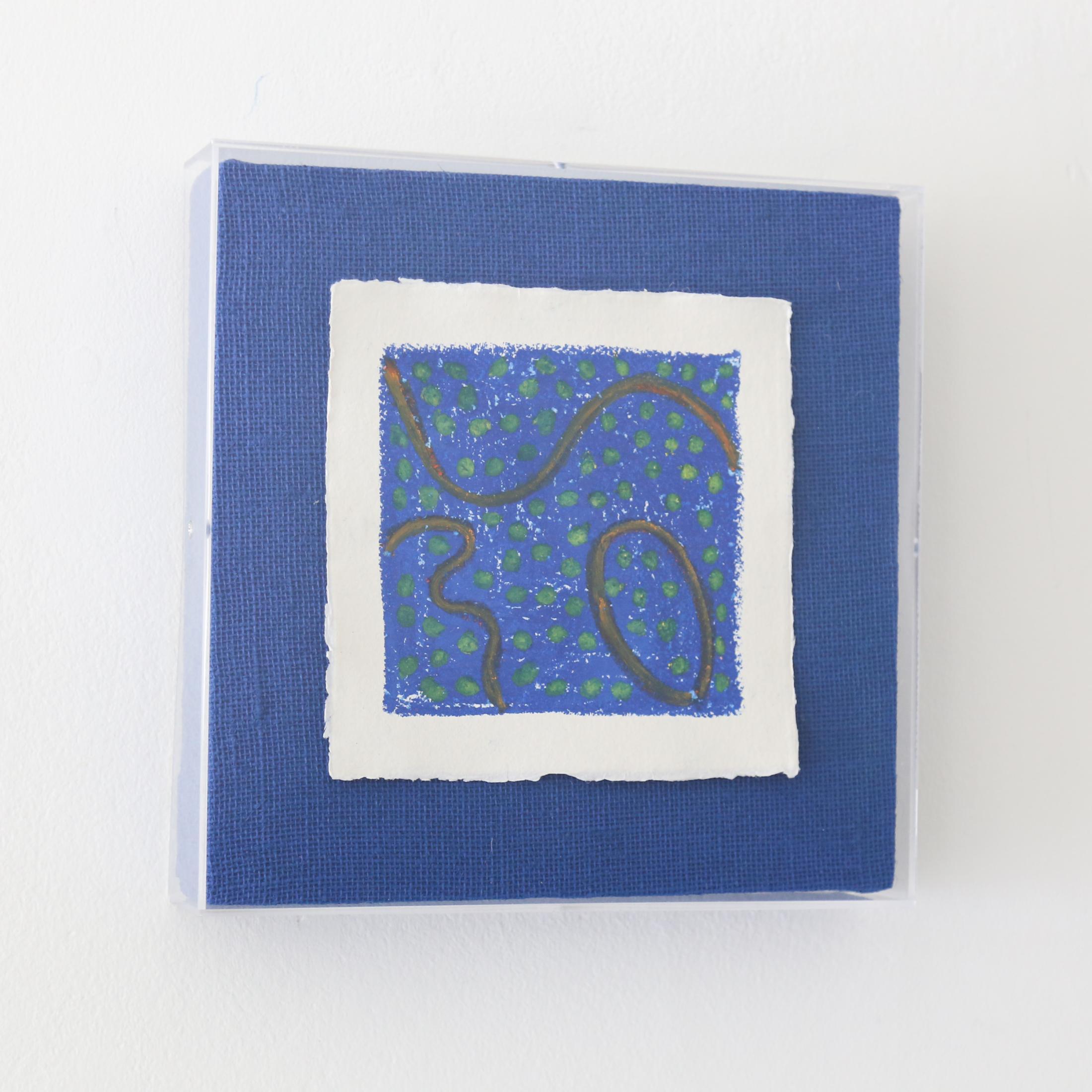 Kim Fonder, SHIZEN SERIES I, Mixed Media on Handmade Paper with Plexi, 12.00 X 12.00 in, $600.00, Blue
White, Abstract, works on paper

Kim Fonder loves texture and touch. Her paintings and furniture reflect her infatuation with these two