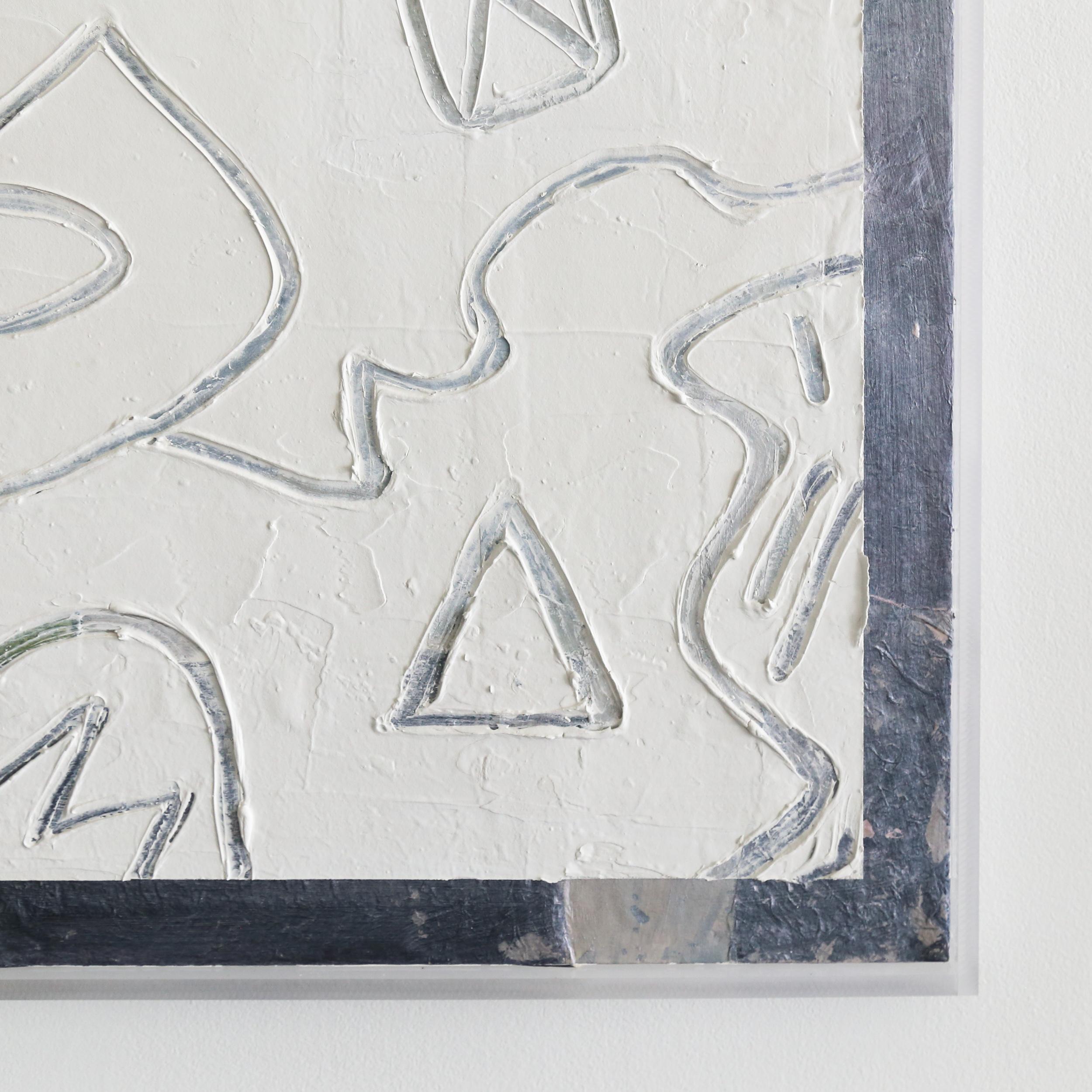 La Scrito Sur Moro Indigo - Abstract Painting Grigio di Kim Fonder