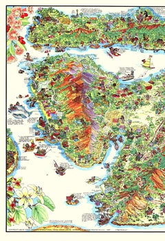Maui, Hawaii — Kim Forrest, 1992 Illustrated Map Poster, Offset Lithograph