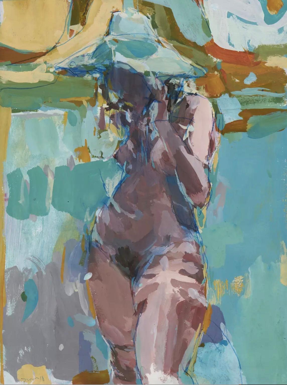 Kim Frohsin Nude Painting - V.B.: Her Rain Hat