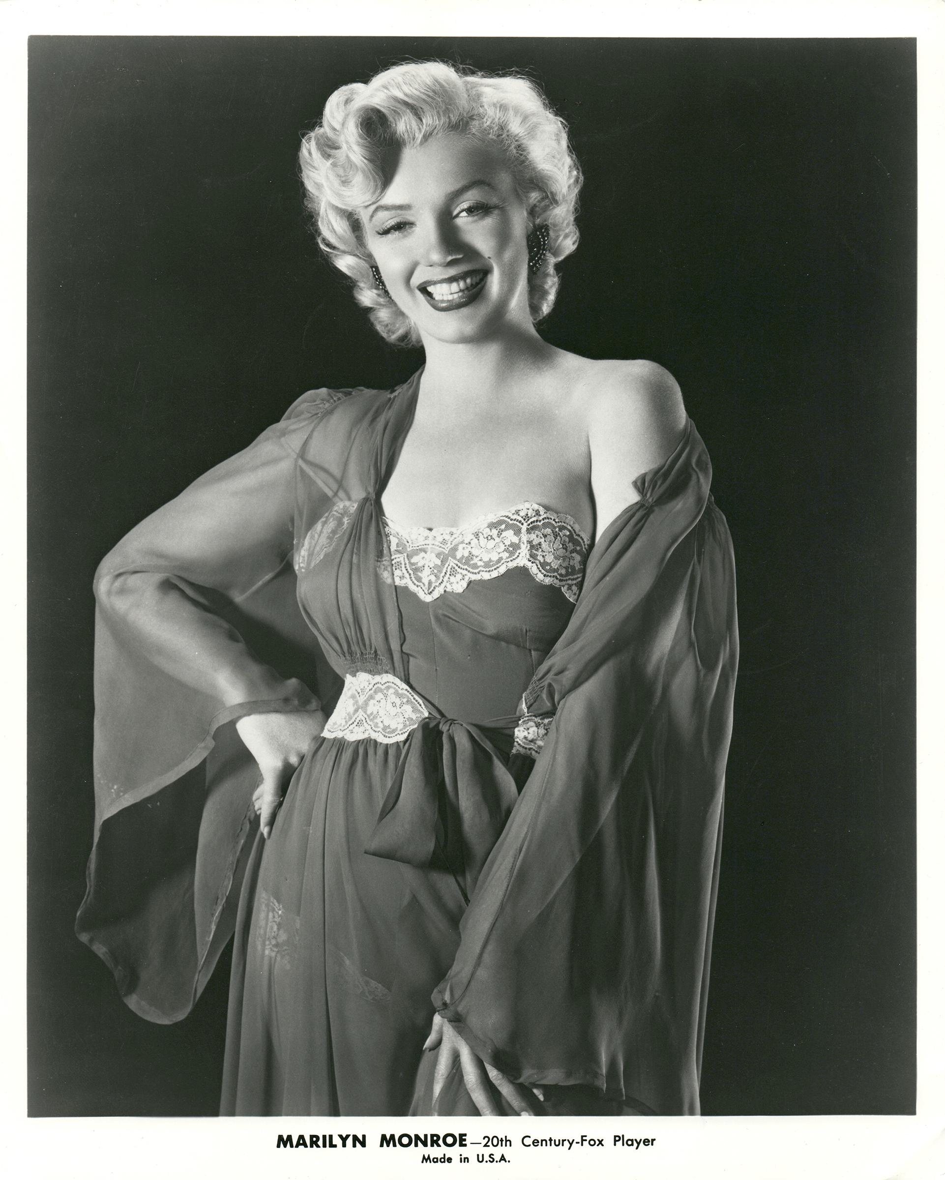 Kim Goodwin Portrait Photograph - Marilyn Monroe in Satin Chemise Vintage Press Print