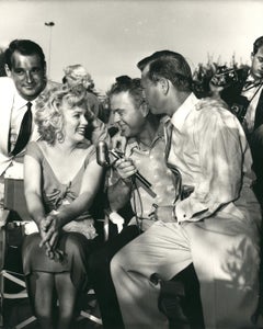 Marilyn Monroe Speaking in Microphone Outdoors Vintage Press Print