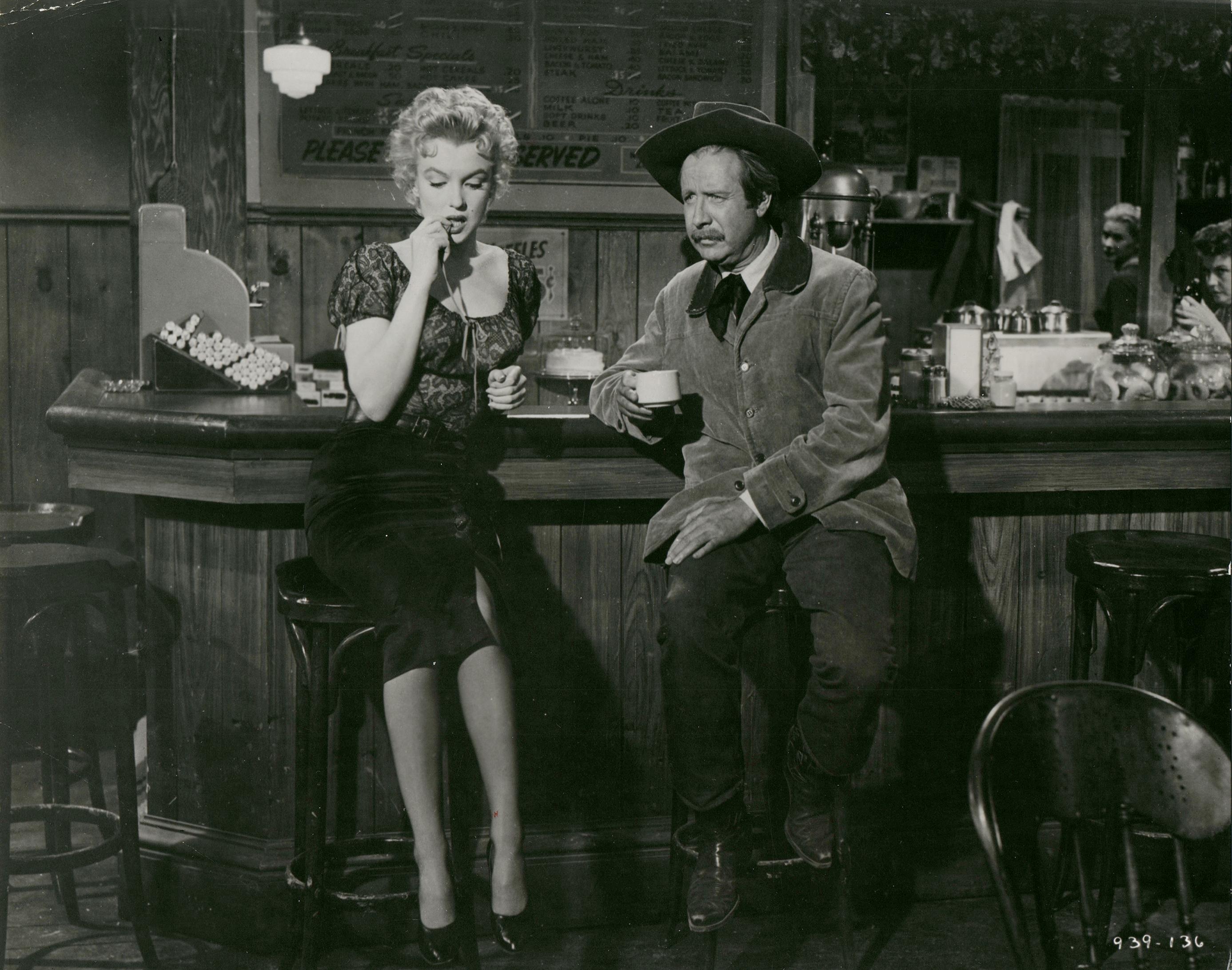 Marilyn Monroe with Arthur Oconnell in Bus Stop Vintage Press Print