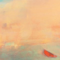 'Red Canoe', Endicott College, Stamford Loft Art Association, Large Oil Painting