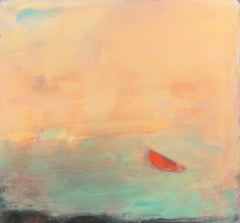 'Red Canoe', Endicott College, Stamford Loft Art Association, Large Oil Painting