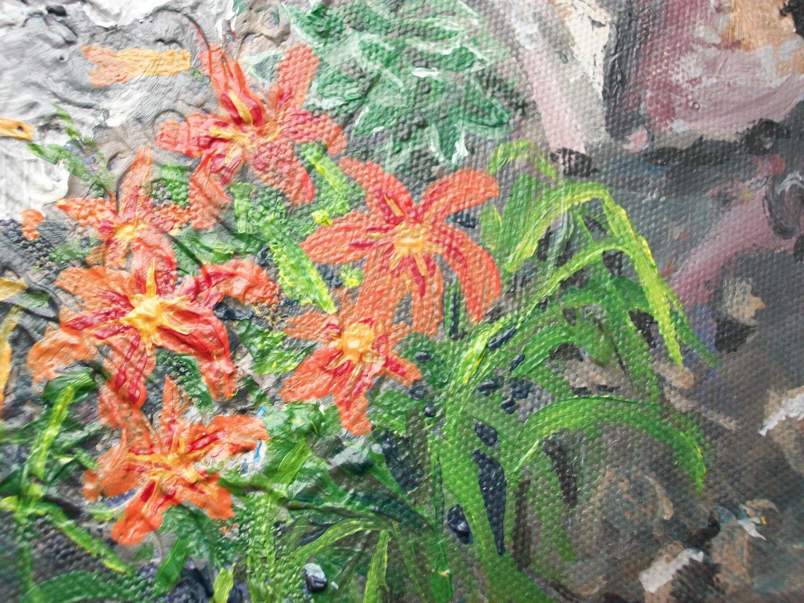 Canadien KIM HINXMAN BEDARD - « Lilies & Birches » - Peinture acrylique canadienne - vers 2006 en vente