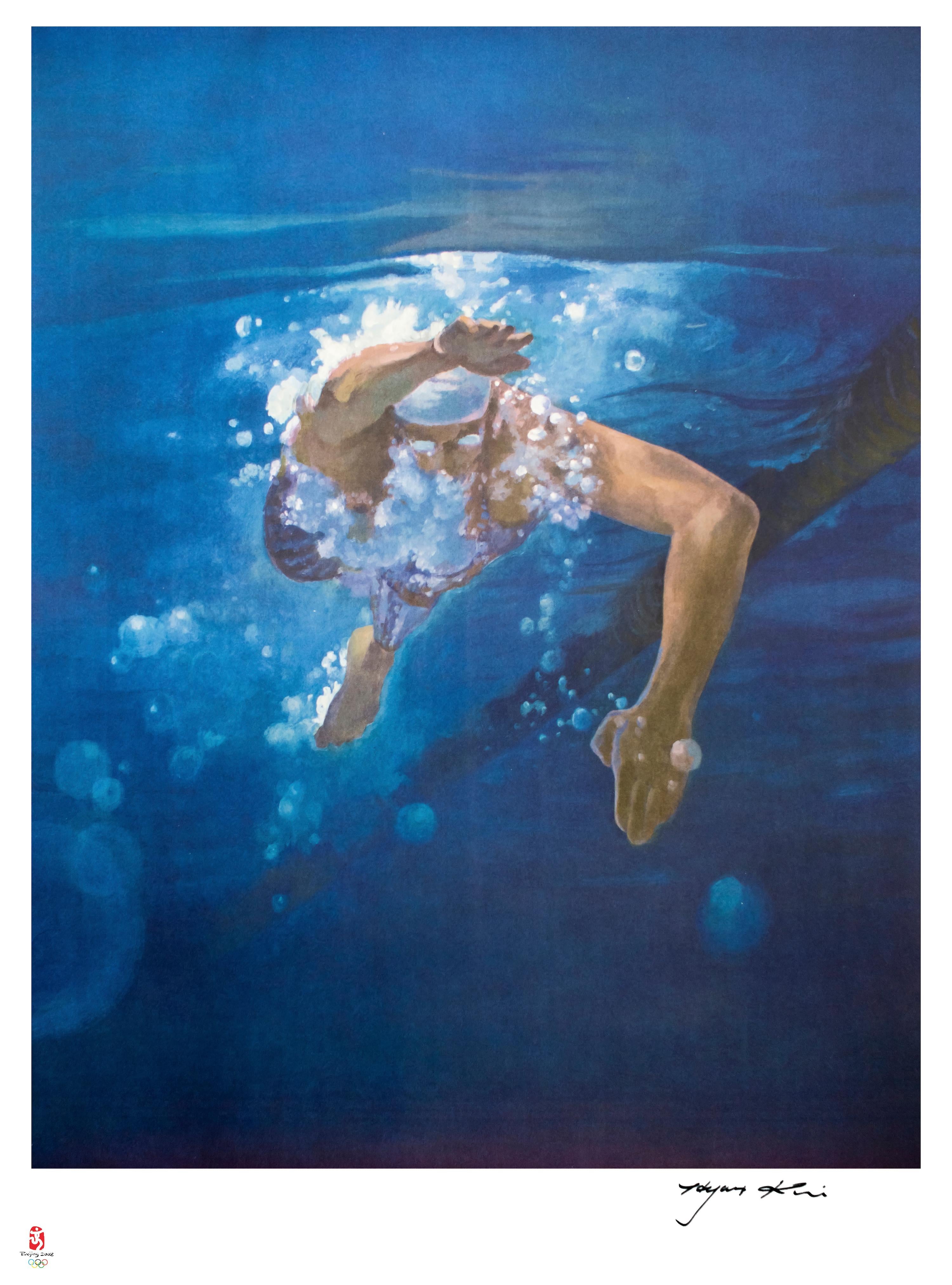 Swimmer is a lithograph realized by Kim Hyang. 
This artwork is from the portfolio The Unique Collection for the Olympic Fine Arts 2008 presented during the Olympic Games and produced in 260 copies as the only official artistic product of the 2008