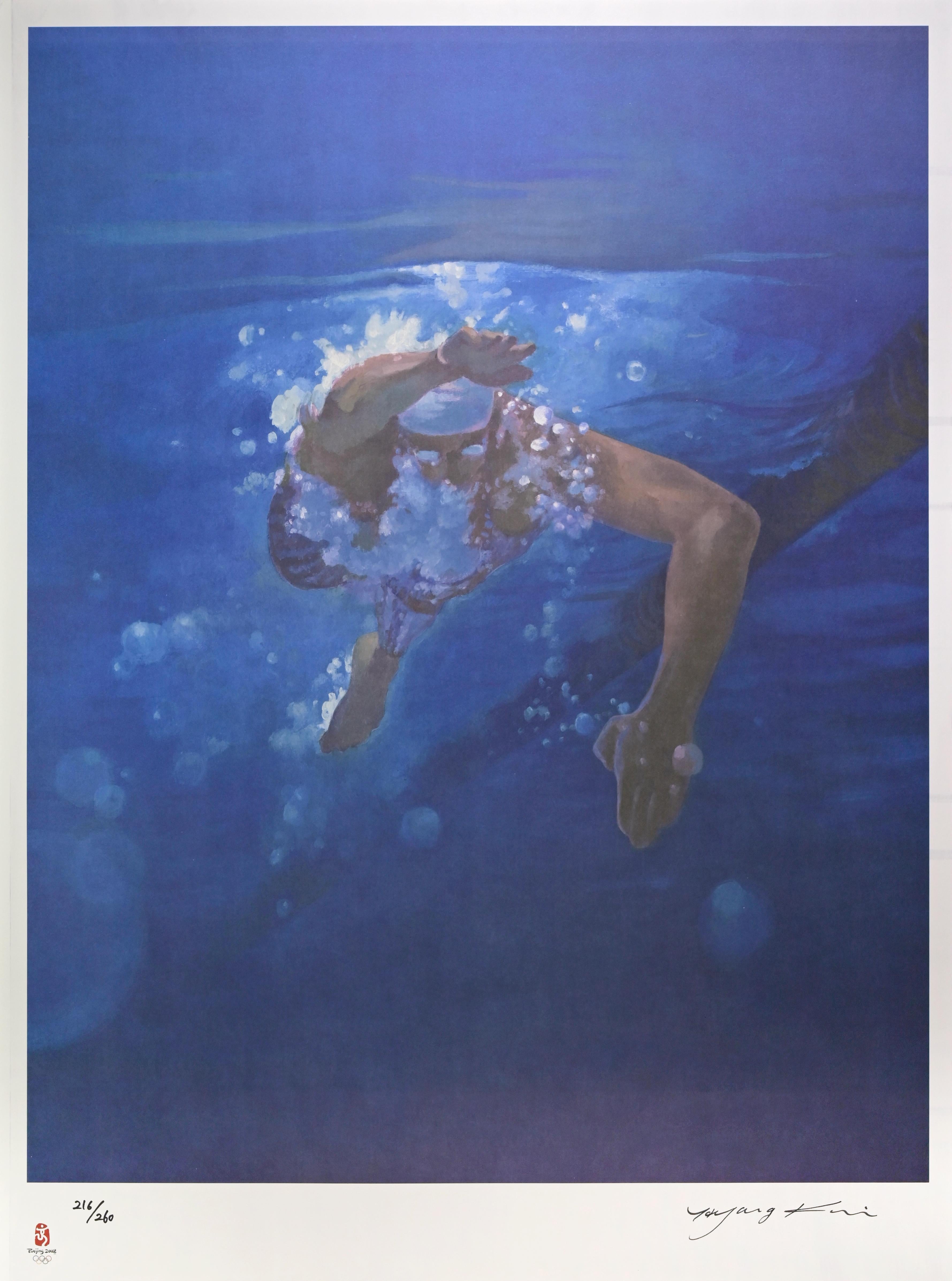 Nadador es una obra de arte contemporáneo realizada por Kim Hyang en 2008.

Litografía mixta en color.

Firmado a mano y numerado en el margen inferior.

Realizado con motivo de los Juegos Olímpicos de Pekín, China, en 2008.

Edición de 216/260.

La